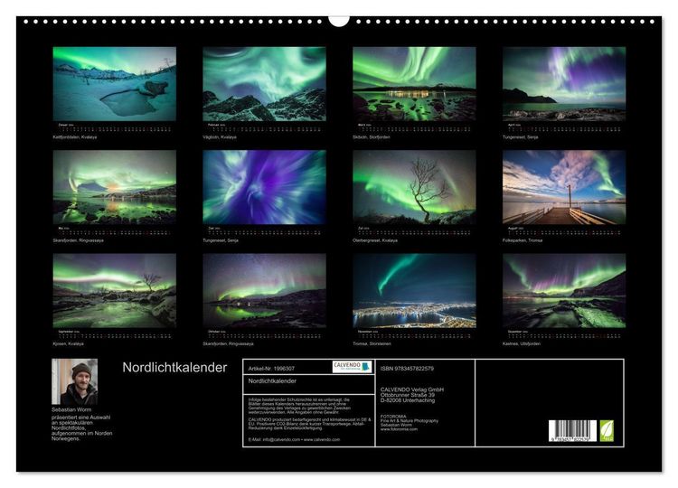 Produktbild: Nordlichtkalender (Wandkalender 2026 DIN A2 quer), CALVENDO Monatskalender