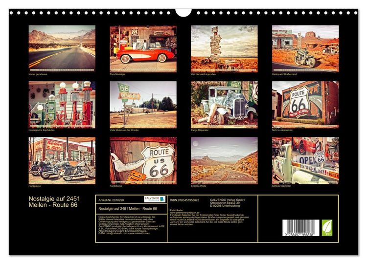 Produktbild: Nostalgie auf 2451 Meilen - Route 66 (Wandkalender 2026 DIN A3 quer), CALVENDO Monatskalender