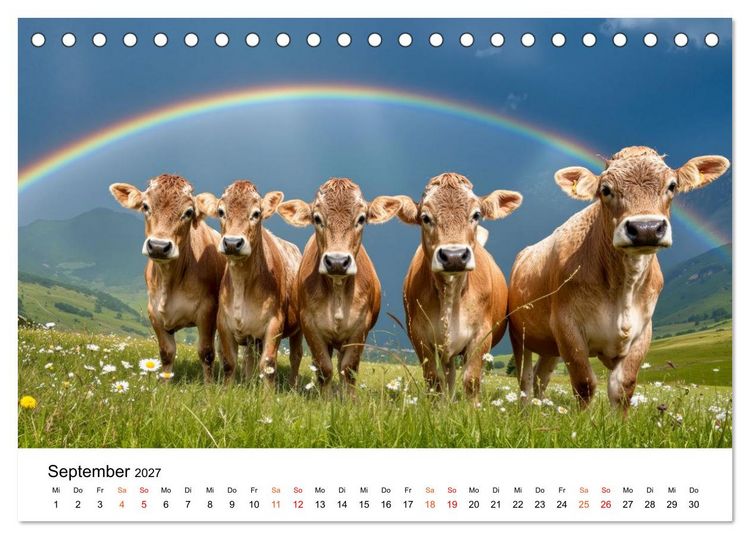 Produktbild: Bergk&uuml;he auf der Alm - Natur pur (Tischkalender 2027 DIN A5 quer), CALVENDO Monatskalender