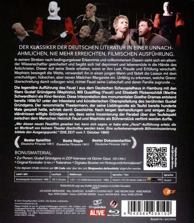 Produktbild: Faust (plus Bonus: ZDF-Interview mit Gustaf Gründgens) - Filmjuwelen