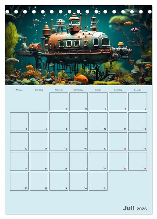 Produktbild: Schiffe, Fische und Piraten (Tischkalender 2026 DIN A5 hoch), CALVENDO Monatskalender