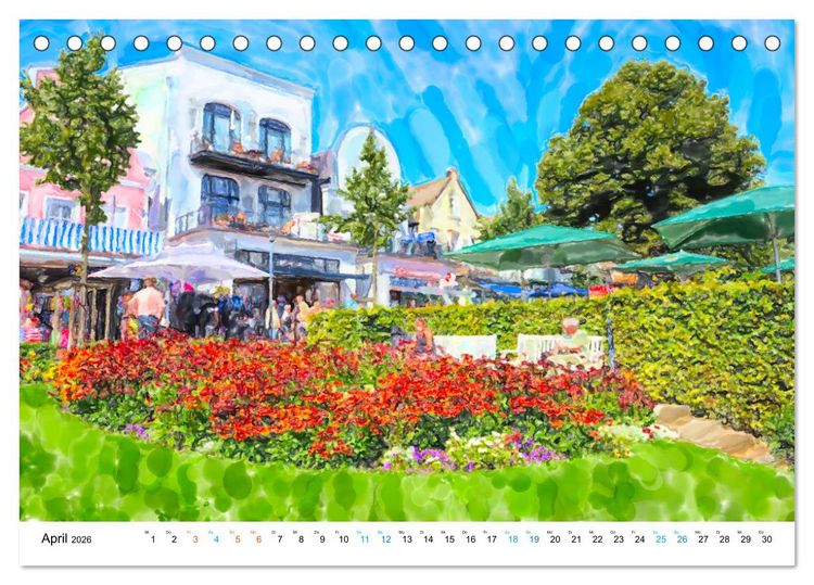 Produktbild: Warnem&uuml;nde - Die Ostseestadt illustriert in Aquarell (Tischkalender 2026 DIN A5 quer), CALVENDO Monatskalender