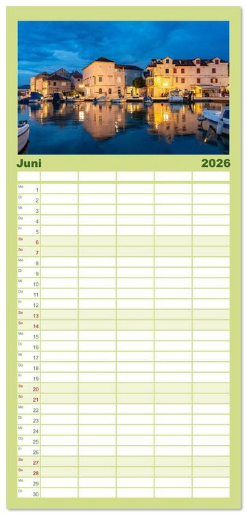 Produktbild: Familienplaner 2026 - Kroatien - Welterbe Trogir mit 5 Spalten (Wandkalender, 21 x 45 cm) CALVENDO