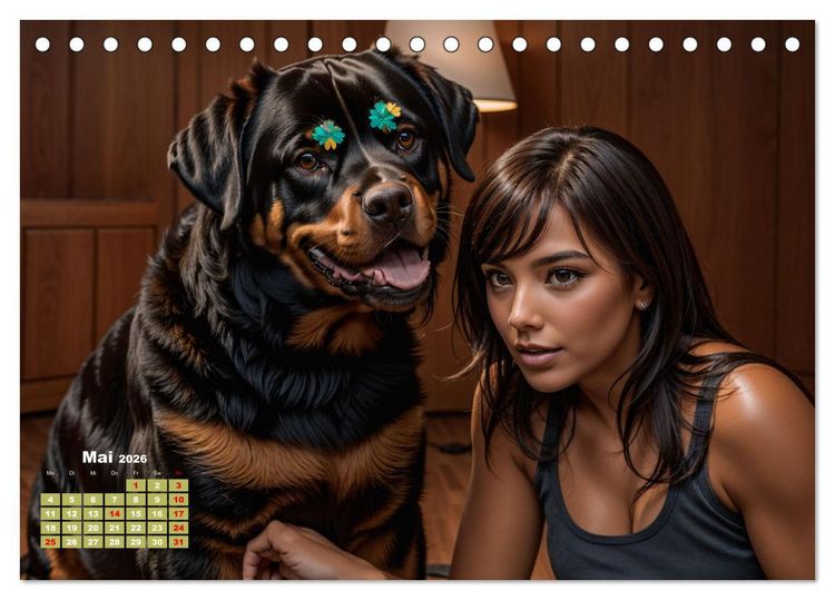 Produktbild: Majest&auml;tische Rottweiler: Ein Jahr voller Kraft und Loyalit&auml;t (Tischkalender 2026 DIN A5 quer), CALVENDO Monatskalender