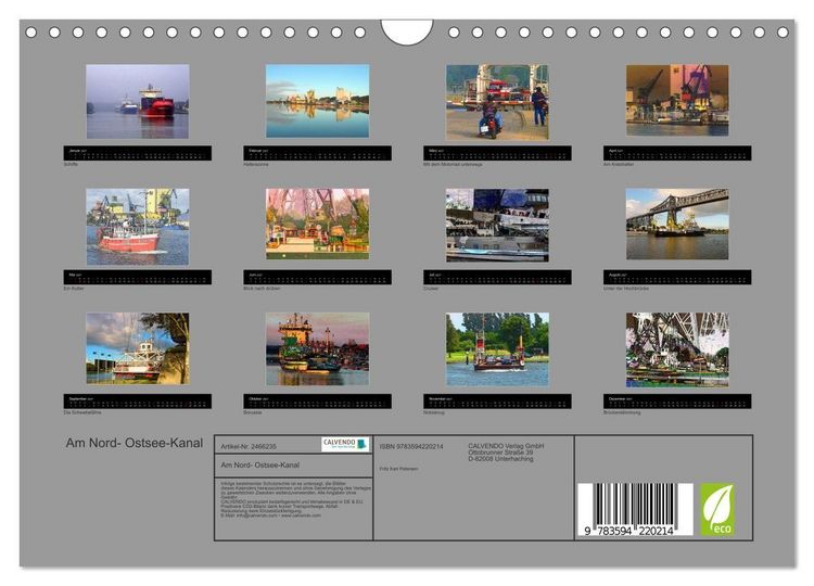 Produktbild: Am Nord- Ostsee-Kanal (Wandkalender 2027 DIN A4 quer), CALVENDO Monatskalender