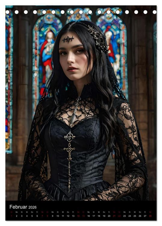 Produktbild: Gothic beauties - Sch&ouml;nheiten der Nacht (Tischkalender 2026 DIN A5 hoch), CALVENDO Monatskalender