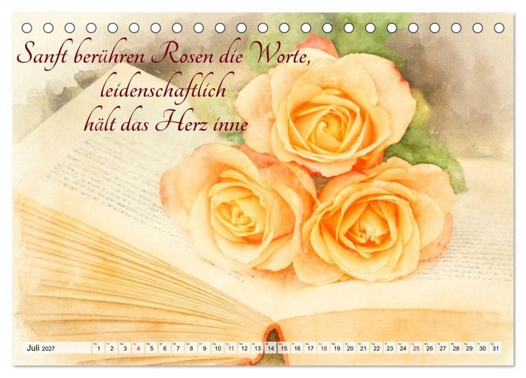 Produktbild: Rosentr&auml;ume im Aquarellstil (Tischkalender 2027 DIN A5 quer), CALVENDO Monatskalender