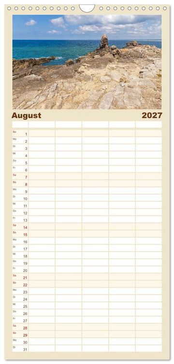 Produktbild: Familienplaner 2027 - Bretagne - Traumk&uuml;sten im s&uuml;dlichen Finist&egrave;re mit 5 Spalten (Wandkalender, 21 x 45 cm) CALVENDO