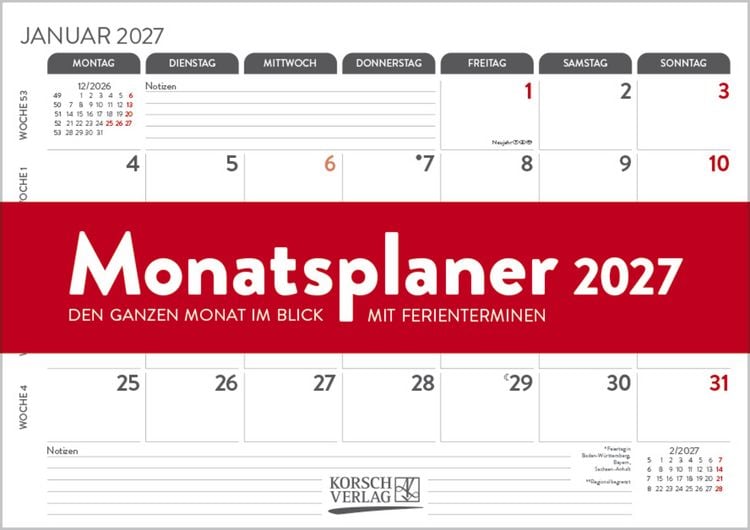 Produktbild: Monatsplaner 2027