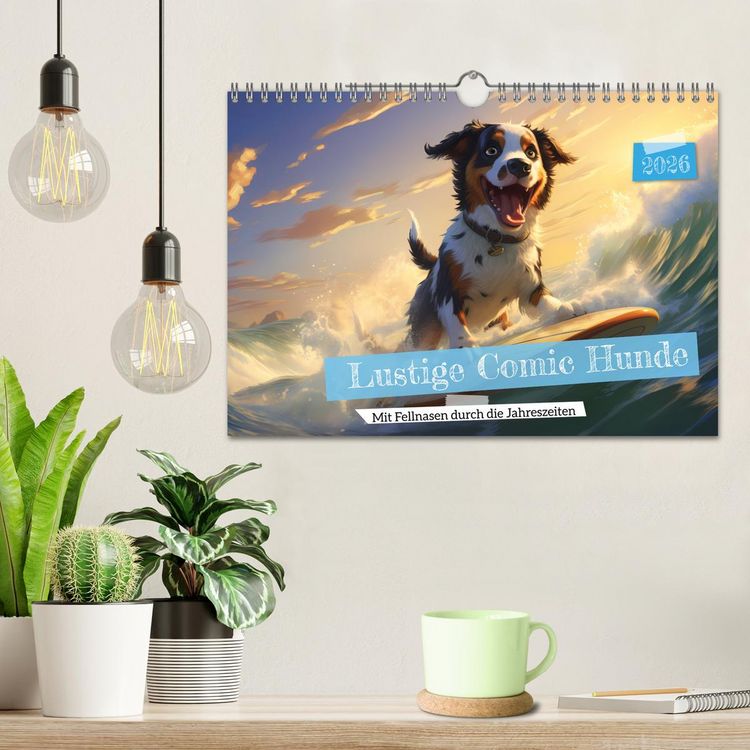Produktbild: Lustige Comic Hunde (Wandkalender 2026 DIN A4 quer), CALVENDO Monatskalender
