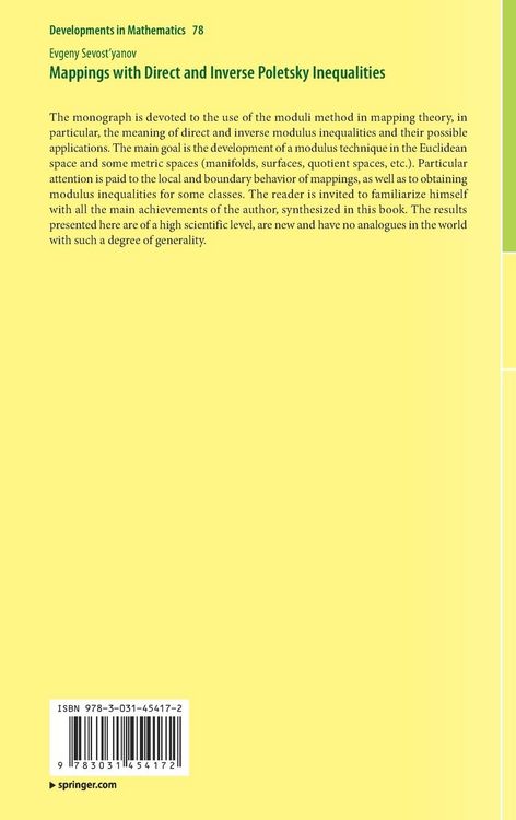 Produktbild: Mappings with Direct and Inverse Poletsky Inequalities