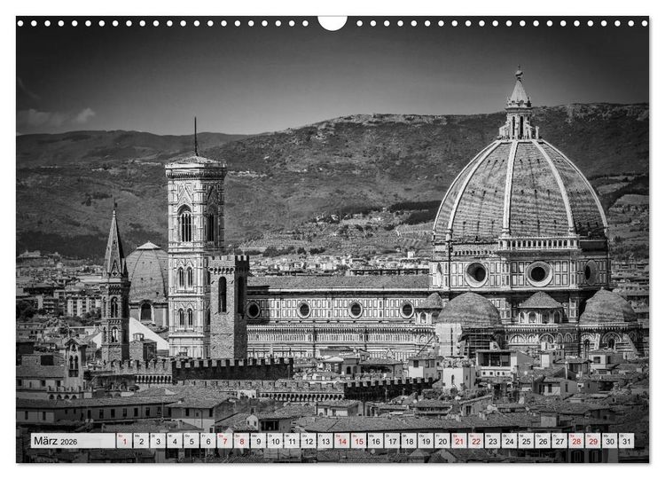 Produktbild: FLORENZ Monochrome Impressionen (Wandkalender 2026 DIN A3 quer), CALVENDO Monatskalender
