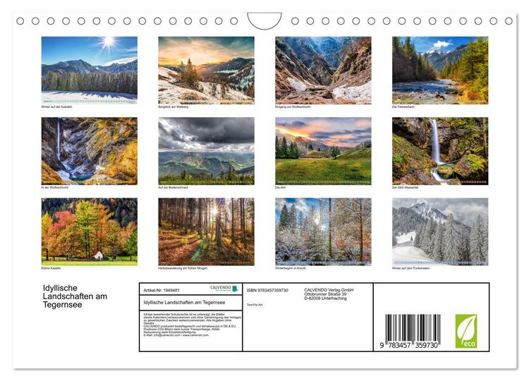 Produktbild: Idyllische Landschaften am Tegernsee (Wandkalender 2026 DIN A4 quer), CALVENDO Monatskalender