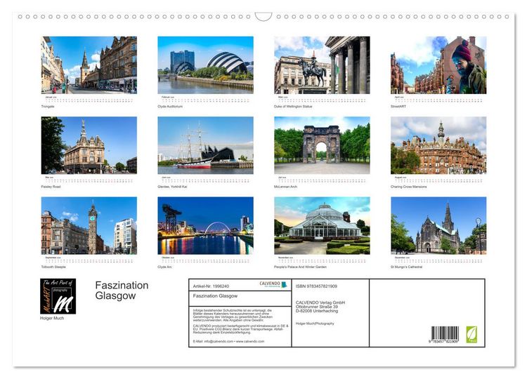 Produktbild: Faszination Glasgow (Wandkalender 2026 DIN A2 quer), CALVENDO Monatskalender