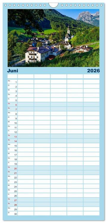 Produktbild: Familienplaner 2026 - Unterwegs im Bergsteigerdorf Ramsau mit 5 Spalten (Wandkalender, 21 x 45 cm) CALVENDO