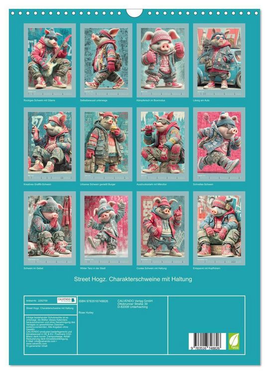 Produktbild: Street Hogz. Charakterschweine mit Haltung (Wandkalender 2026 DIN A3 hoch), CALVENDO Monatskalender