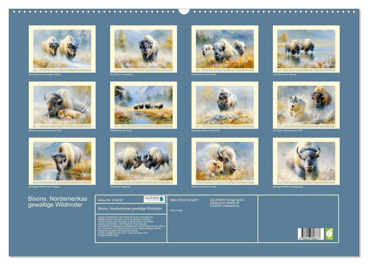 Produktbild: Bisons. Nordamerikas gewaltige Wildrinder (Wandkalender 2027 DIN A2 quer), CALVENDO Monatskalender