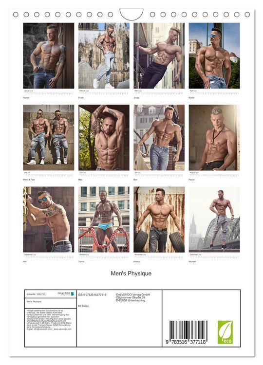 Produktbild: Men's Physique (Wandkalender 2026 DIN A4 hoch), CALVENDO Monatskalender