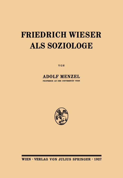 Produktbild: Friedrich Wieser als Soziologe