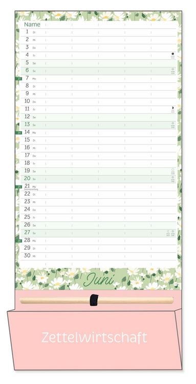 Produktbild: Deko-Familienplaner mit Tasche Flower Time 2027