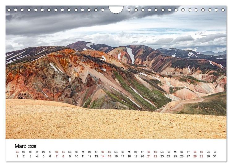 Produktbild: Island, Landmannalaugar: Regenbogenberge (Wandkalender 2026 DIN A4 quer), CALVENDO Monatskalender