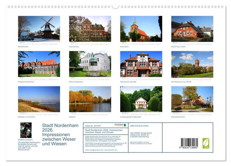 Produktbild: Stadt Nordenham 2026. Impressionen zwischen Weser und Wiesen (hochwertiger Premium Wandkalender 2026 DIN A2 quer), Kunstdruck in Hochglanz