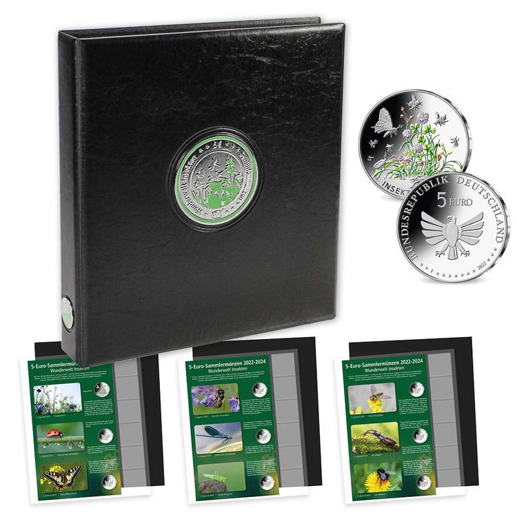 Produktbild: Premium M&uuml;nzalbum "5 Wunderwelt Insekten"