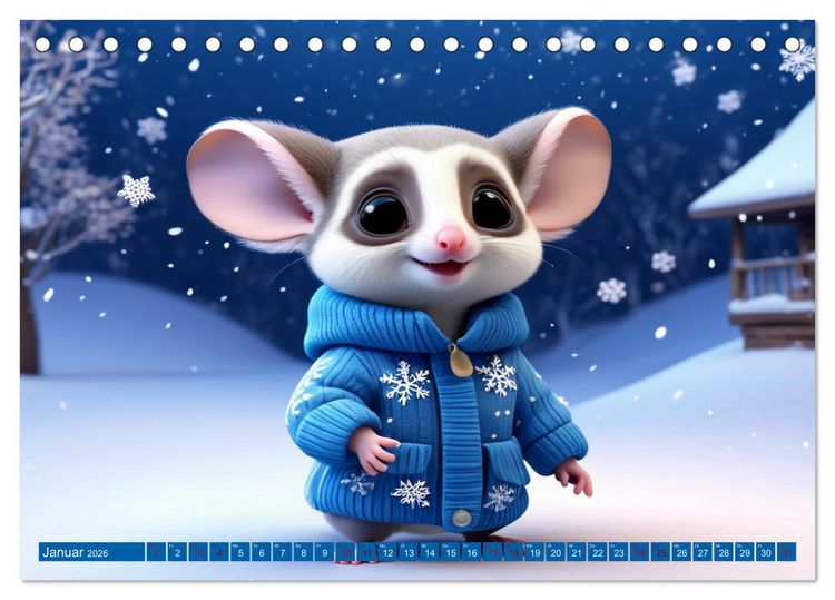 Produktbild: Niedliche Flugh&ouml;rnchen - Sugar Glider Jahresreise (Tischkalender 2026 DIN A5 quer), CALVENDO Monatskalender