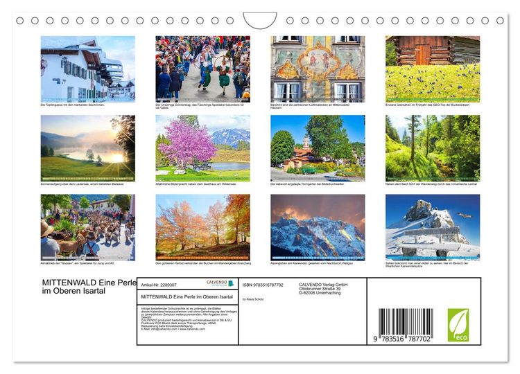 Produktbild: MITTENWALD Eine Perle im Oberen Isartal (Wandkalender 2027 DIN A4 quer), CALVENDO Monatskalender