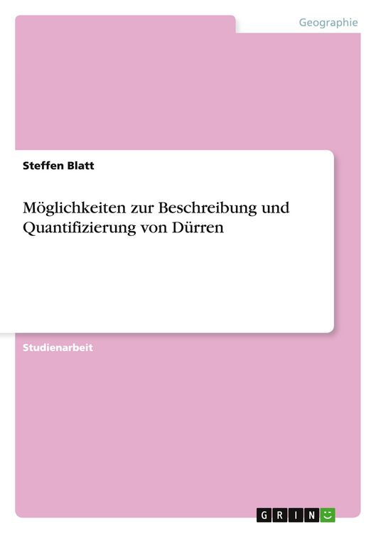 Produktbild: M&ouml;glichkeiten zur Beschreibung und Quantifizierung von D&uuml;rren