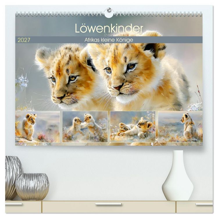 Produktbild: L&ouml;wenkinder. Afrikas kleine K&ouml;nige (hochwertiger Premium Wandkalender 2027 DIN A2 quer), Kunstdruck in Hochglanz
