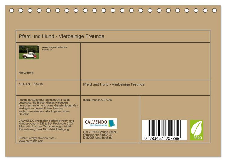 Produktbild: Pferd und Hund - Vierbeinige Freunde (Tischkalender 2026 DIN A5 quer), CALVENDO Monatskalender