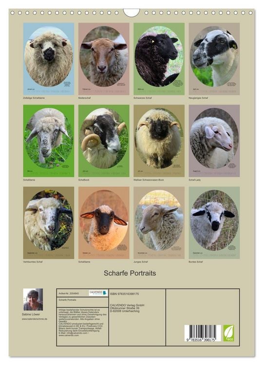 Produktbild: Scharfe Portraits (Wandkalender 2026 DIN A3 hoch), CALVENDO Monatskalender