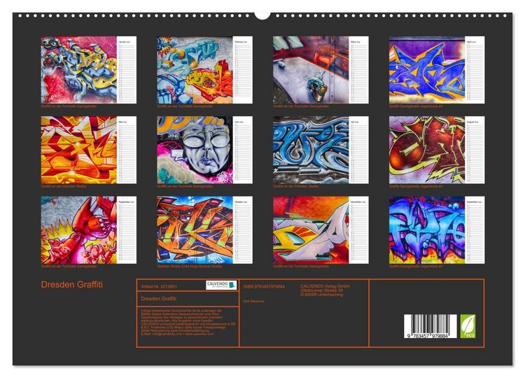 Produktbild: Dresden Graffiti (hochwertiger Premium Wandkalender 2026 DIN A2 quer), Kunstdruck in Hochglanz