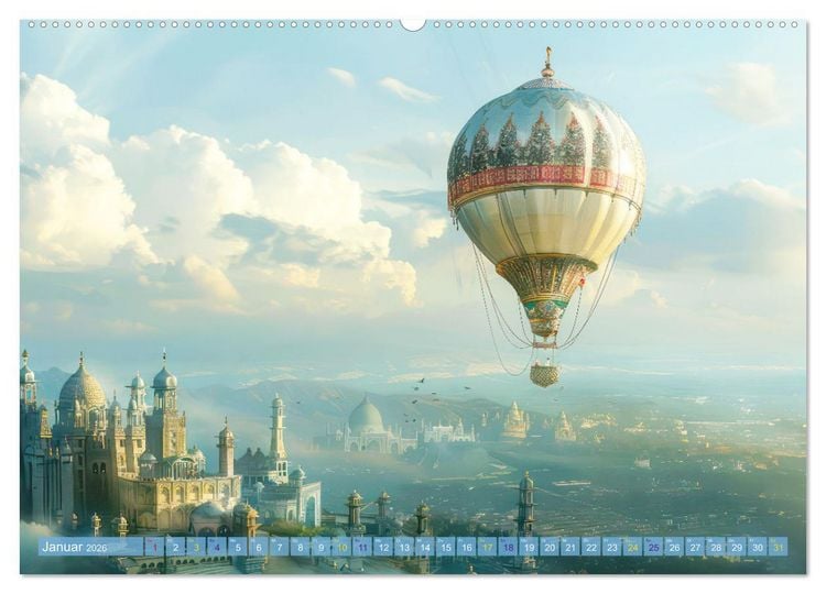 Produktbild: Ballonfahrt - Fantasie Stil (Wandkalender 2026 DIN A2 quer), CALVENDO Monatskalender