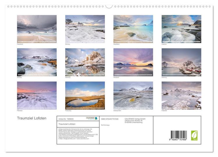 Produktbild: Traumziel Lofoten (hochwertiger Premium Wandkalender 2026 DIN A2 quer), Kunstdruck in Hochglanz