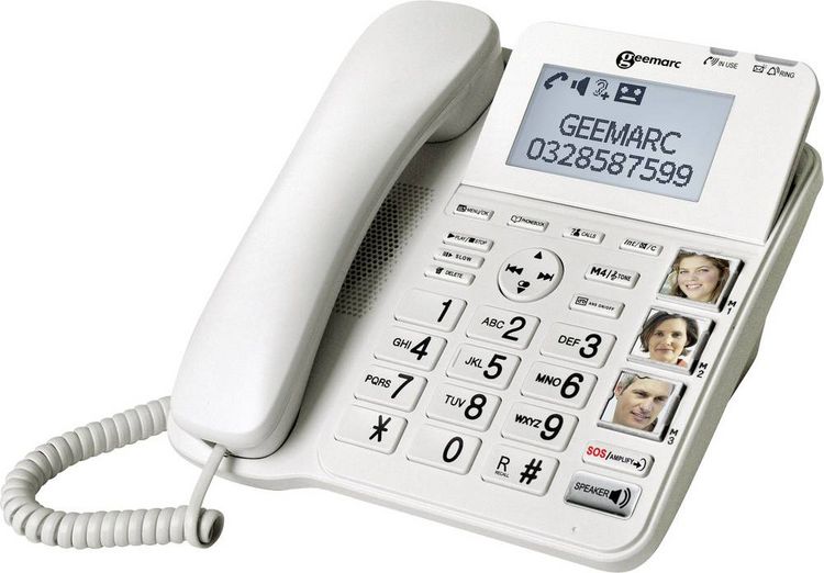 Produktbild: Geemarc CL595 Schnurgebundenes Seniorentelefon Anrufbeantworter, Freisprechen, Optische Anrufsignalisierung, f&uuml;r H&ouml;rger&auml;te