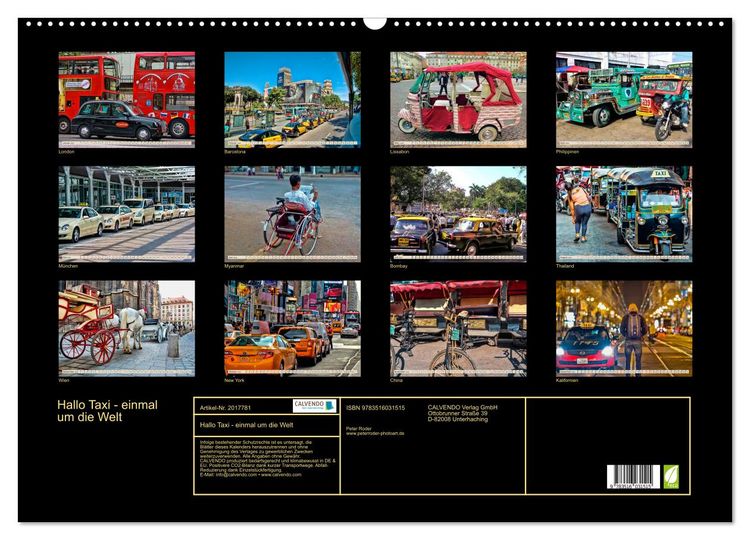 Produktbild: Hallo Taxi - einmal um die Welt (Wandkalender 2026 DIN A2 quer), CALVENDO Monatskalender