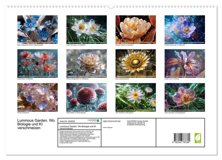 Produktbild: Luminous Garden. Wo Biologie und KI verschmelzen (hochwertiger Premium Wandkalender 2027 DIN A2 quer), Kunstdruck in Hochglanz