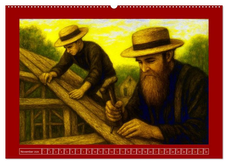 Produktbild: Einfach Leben - Einblicke in die Welt der Amish im Stil alter Gem&auml;lde (Wandkalender 2026 DIN A2 quer), CALVENDO Monatskalender