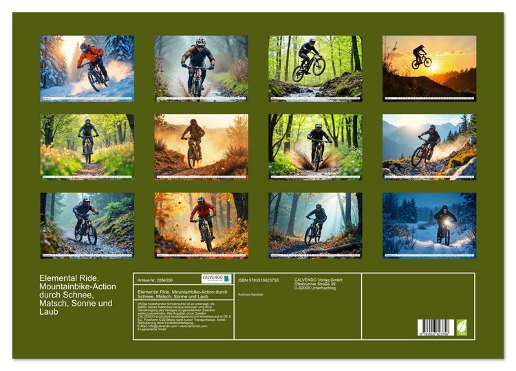 Produktbild: Elemental Ride. Mountainbike-Action durch Schnee, Matsch, Sonne und Laub (Wandkalender 2026 DIN A2 quer), CALVENDO Monatskalender