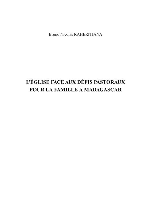 Produktbild: L'&Eacute;glise face aux d&eacute;fis pastoraux pour la famille &agrave; Madaddgascar