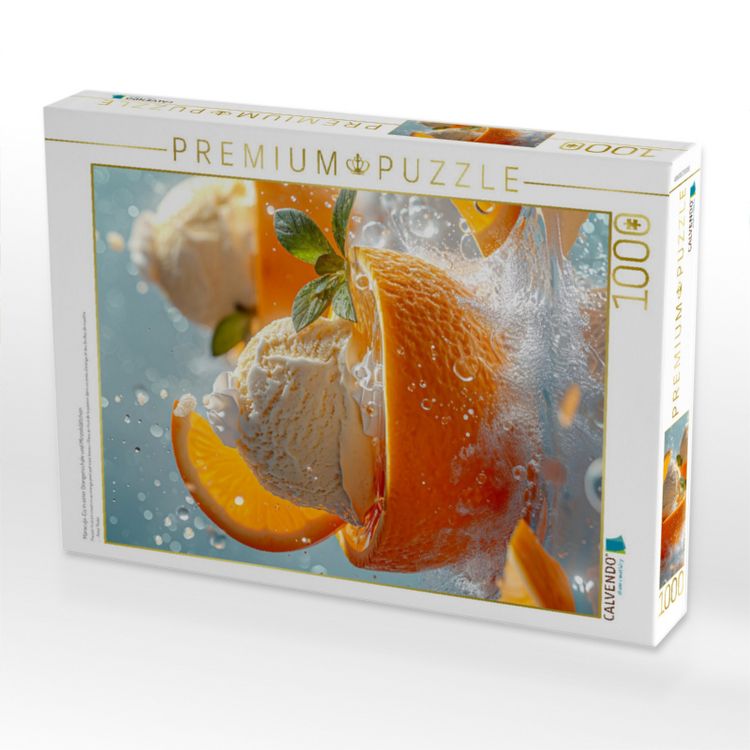 Produktbild: CALVENDO Puzzle Maracuja-Eis in einer Orangenschale und Minzebl&auml;ttchen | 1000 Teile Lege-Gr&ouml;&szlig;e 64x48cm Foto-Puzzle f&uuml;r gl&uuml;ckliche Stunden