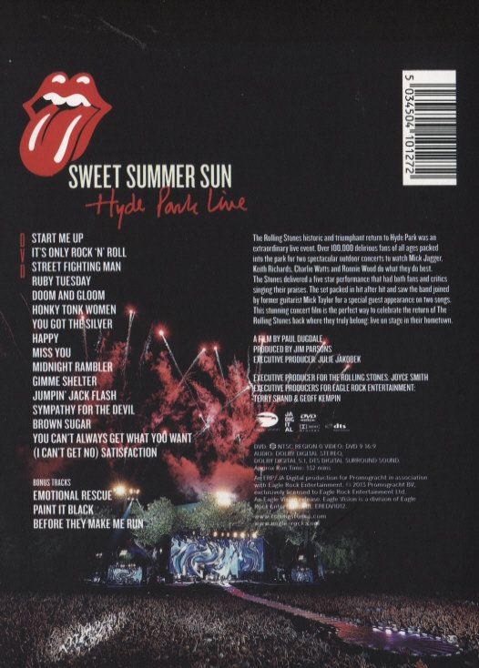 Produktbild: Rolling Stones - Sweet Summer Sun/Hyde Park Live