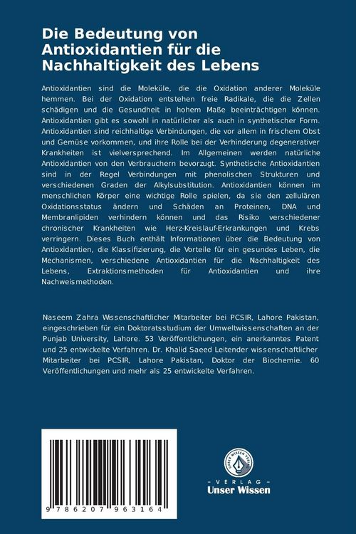 Produktbild: Die Bedeutung von Antioxidantien f&uuml;r die Nachhaltigkeit des Lebens