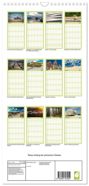Produktbild: Familienplaner 2027 - Reise entlang der polnischen Oststee mit 5 Spalten (Wandkalender, 21 x 45 cm) CALVENDO