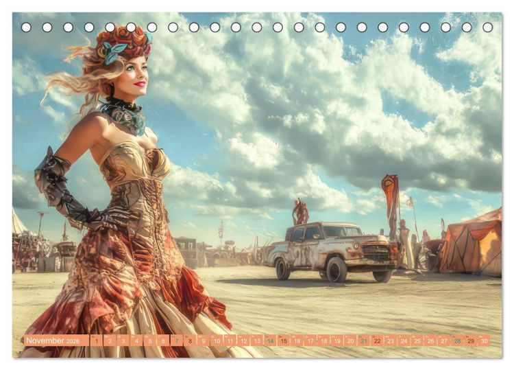 Produktbild: Festival in der W&uuml;ste - Bunt und schr&auml;g (Tischkalender 2026 DIN A5 quer), CALVENDO Monatskalender