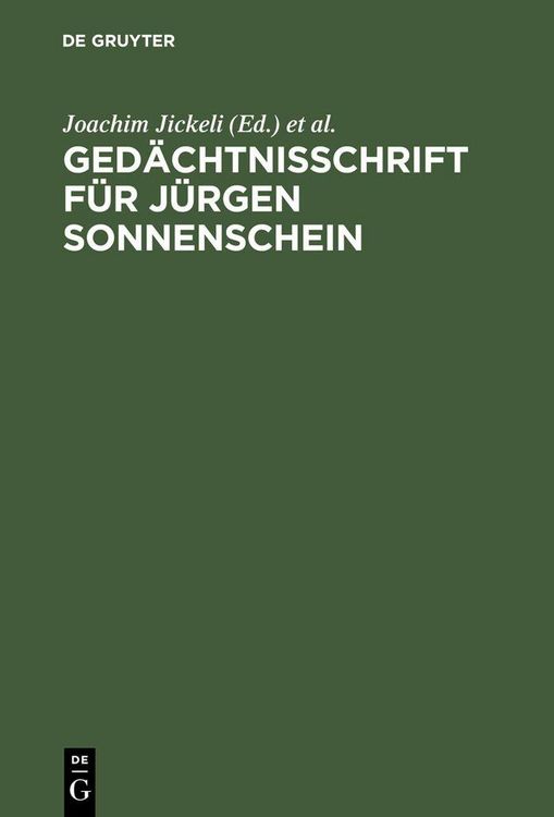 Produktbild: Ged&auml;chtnisschrift f&uuml;r J&uuml;rgen Sonnenschein