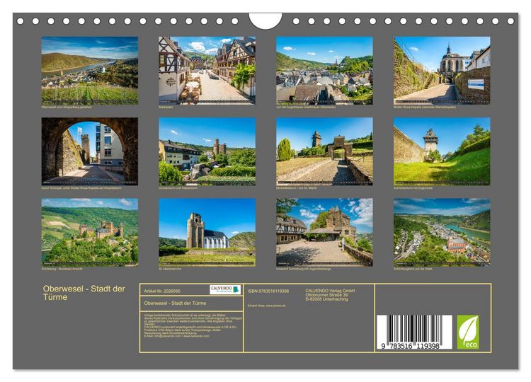 Produktbild: Oberwesel - Stadt der T&uuml;rme (Wandkalender 2026 DIN A4 quer), CALVENDO Monatskalender