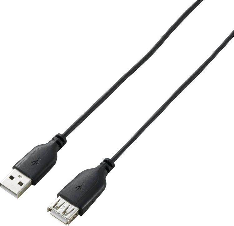 Produktbild: Renkforce USB-Kabel USB 2.0 USB-A Stecker, USB-A Buchse 1.00 m Schwarz SuperSoft-Ummantelung RF-4080795